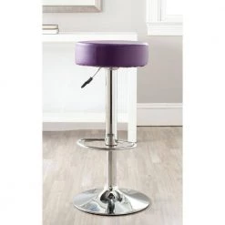 Jude Purple/Chrome Adjustable Height Swivel Cushioned Bar Stool by SAFAVIEH 17 Jude Purple/Chrome Adjustable Height Swivel Cushioned Bar Stool by SAFAVIEH -Safavieh Sales Store chrome purple safavieh bar stools fox7514d 31 1000