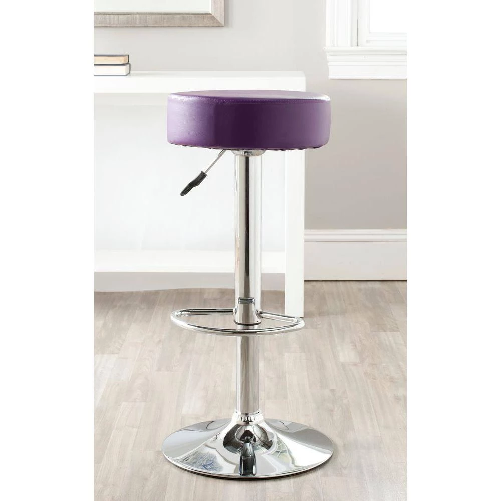 Jude Purple/Chrome Adjustable Height Swivel Cushioned Bar Stool by SAFAVIEH 10 Jude Purple/Chrome Adjustable Height Swivel Cushioned Bar Stool by SAFAVIEH - Image 8