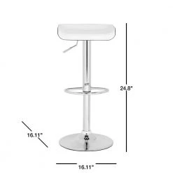 Rameka White/Chrome Adjustable Height Swivel Cushioned Bar Stool by SAFAVIEH -Safavieh Sales Store chrome white safavieh bar stools fox7500a 40 1000