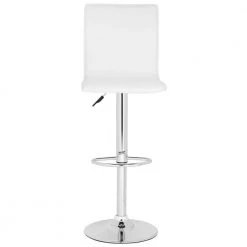 Magda White/Chrome Adjustable Height Swivel Cushioned Bar Stool by SAFAVIEH