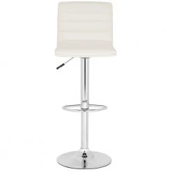 Arissa White/Chrome Adjustable Height Swivel Cushioned Bar Stool by SAFAVIEH
