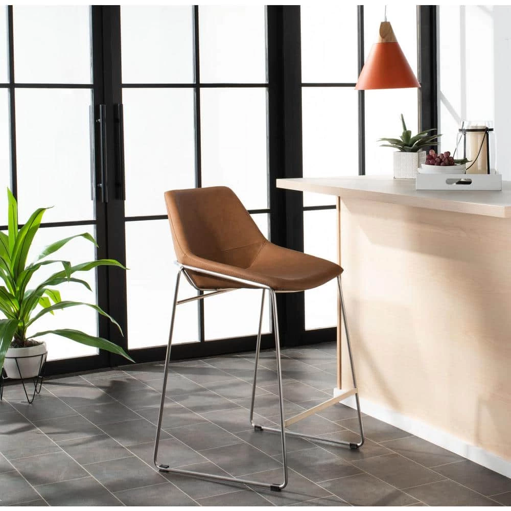 Alexis 27 in. Brown/Black Low Back Counter Stool by SAFAVIEH 13 Alexis 27 in. Brown/Black Low Back Counter Stool by SAFAVIEH - Image 11