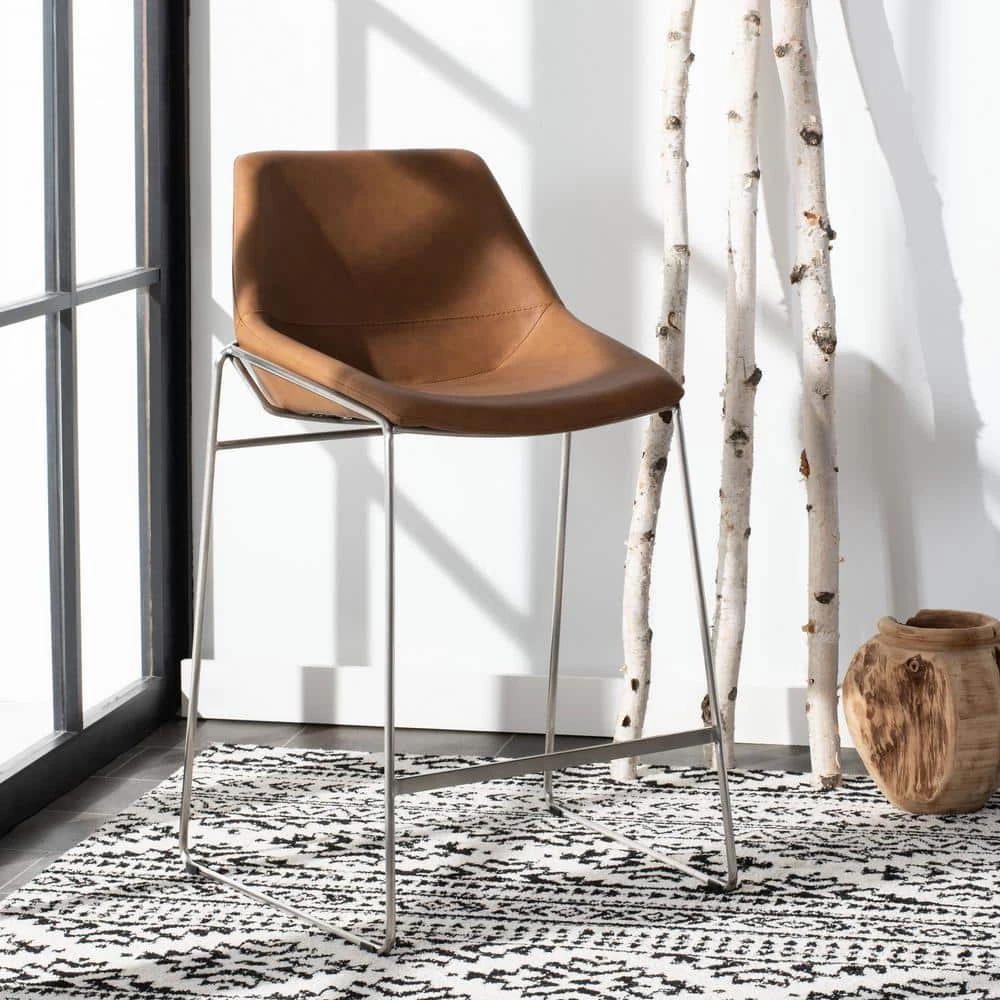 Alexis 27 in. Brown/Black Low Back Counter Stool by SAFAVIEH 4 Alexis 27 in. Brown/Black Low Back Counter Stool by SAFAVIEH - Image 2