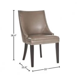 Afton Light Brown Leather Side Chair (Set of 2) by SAFAVIEH -Safavieh Sales Store clay espresso safavieh accent chairs mcr4715f set2 40 1000