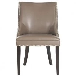 Afton Light Brown Leather Side Chair (Set of 2) by SAFAVIEH -Safavieh Sales Store clay espresso safavieh accent chairs mcr4715f set2 4f 1000