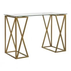 Theresa 44 in. Glass/Gold Writing Desk by SAFAVIEH -Safavieh Sales Store clear gold safavieh writing desks dsk2202a 31 1000