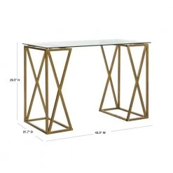 Theresa 44 in. Glass/Gold Writing Desk by SAFAVIEH -Safavieh Sales Store clear gold safavieh writing desks dsk2202a 40 1000