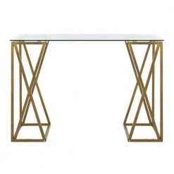 Theresa 44 in. Glass/Gold Writing Desk by SAFAVIEH