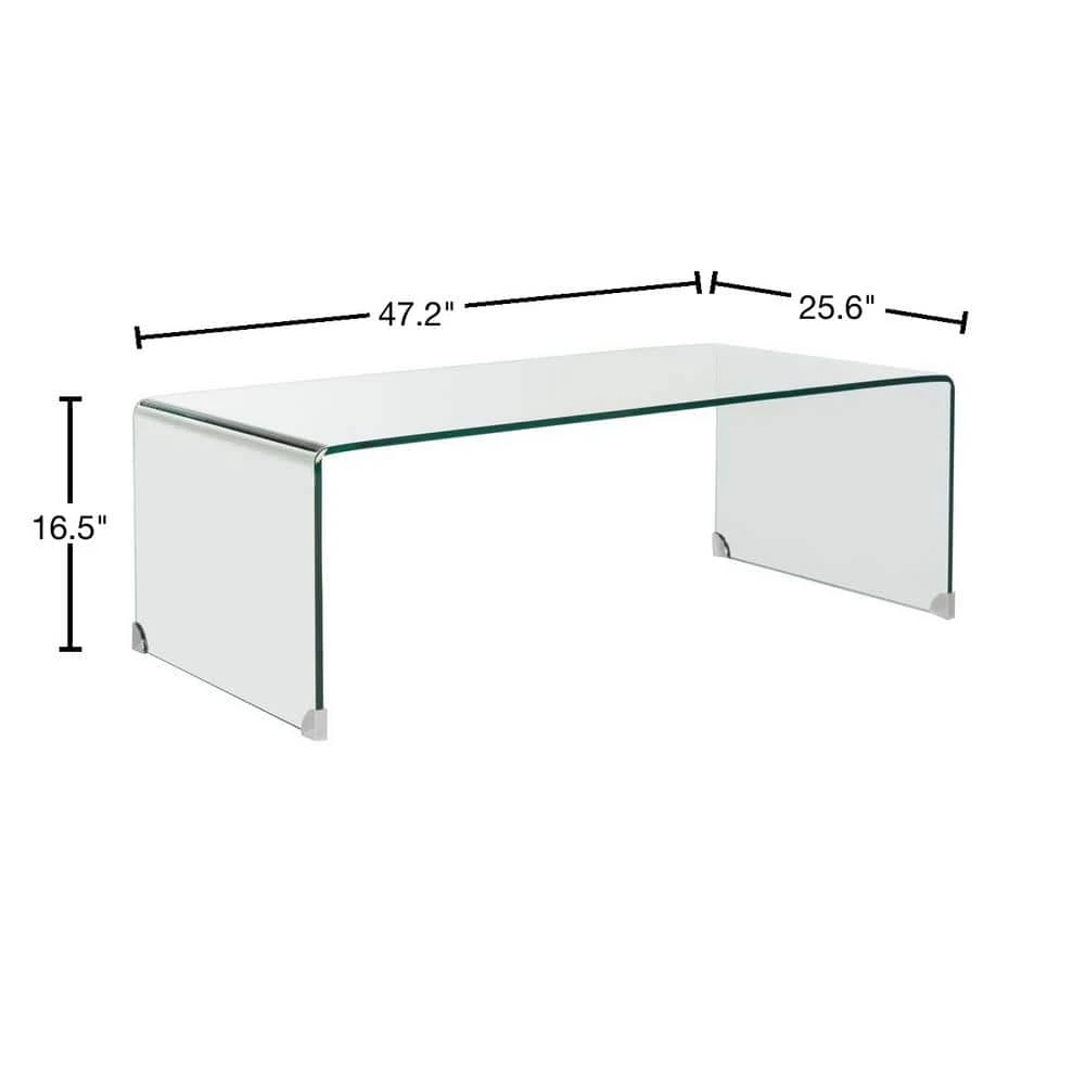 Willow 48 in. Clear Large Rectangle Glass Coffee Table by SAFAVIEH 5 Willow 48 in. Clear Large Rectangle Glass Coffee Table by SAFAVIEH - Image 3