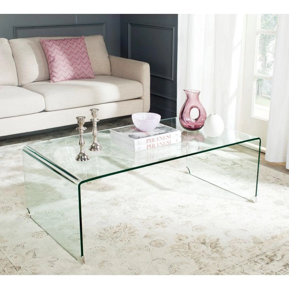 Willow 48 in. Clear Large Rectangle Glass Coffee Table by SAFAVIEH 4 Willow 48 in. Clear Large Rectangle Glass Coffee Table by SAFAVIEH - Image 2
