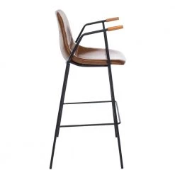 Tanner 30 in. Cognac/Black Iron High Back Bar Stool by SAFAVIEH -Safavieh Sales Store cognac black safavieh bar stools bst3001a 1f 1000