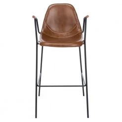 Tanner 30 in. Cognac/Black Iron High Back Bar Stool by SAFAVIEH