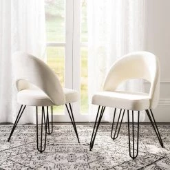 Jora Off-White/Black Side Chair (Set of 2) by SAFAVIEH 27 Jora Off-White/Black Side Chair (Set of 2) by SAFAVIEH -Safavieh Sales Store cream velvet matte black safavieh dining chairs fox6296d set2 31 1000