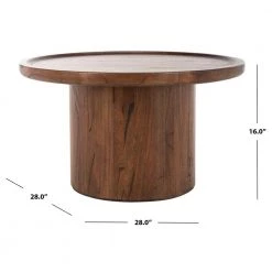 Devin 28 in. Dark Brown Wood Coffee Table with Pedestal Base by SAFAVIEH -Safavieh Sales Store dark brown safavieh coffee tables cof6600b fa 1000