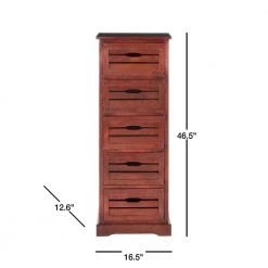 Sarina 5-Drawer Red Cabinet by SAFAVIEH -Safavieh Sales Store dark cherry safavieh accent cabinets amh5714d 40 1000