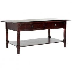 Boris 42 in. Dark Red Wood Coffee Table with Drawers by SAFAVIEH 12 Boris 42 in. Dark Red Wood Coffee Table with Drawers by SAFAVIEH -Safavieh Sales Store dark cherry safavieh coffee tables amh5706d 4f 1000