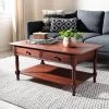 Boris 42 in. Dark Red Wood Coffee Table with Drawers by SAFAVIEH 2 Boris 42 in. Dark Red Wood Coffee Table with Drawers by SAFAVIEH -Safavieh Sales Store dark cherry safavieh coffee tables amh5706d 64 1000