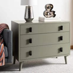 Blaize 3-Drawer Gray/Black Nightstand Chest by SAFAVIEH