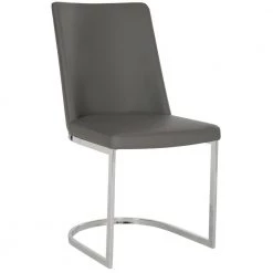 Parkston 18 in. Gray Leather Side Chair (Set of 2) by SAFAVIEH 8 Parkston 18 in. Gray Leather Side Chair (Set of 2) by SAFAVIEH -Safavieh Sales Store dark gray chrome safavieh dining chairs fox2013h set2 c3 1000