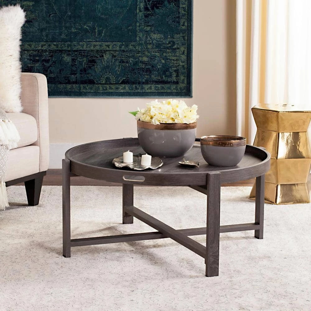 Cursten 33 in. Dark Gray Wood Coffee Table by SAFAVIEH 4 Cursten 33 in. Dark Gray Wood Coffee Table by SAFAVIEH - Image 2
