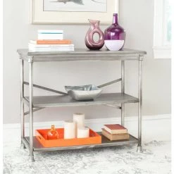 Jamison 32.5 in. Silver Metal 2-shelf Bookcase by SAFAVIEH