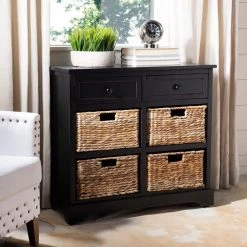 Herman 6-Drawer Black Nightstand Chest by SAFAVIEH