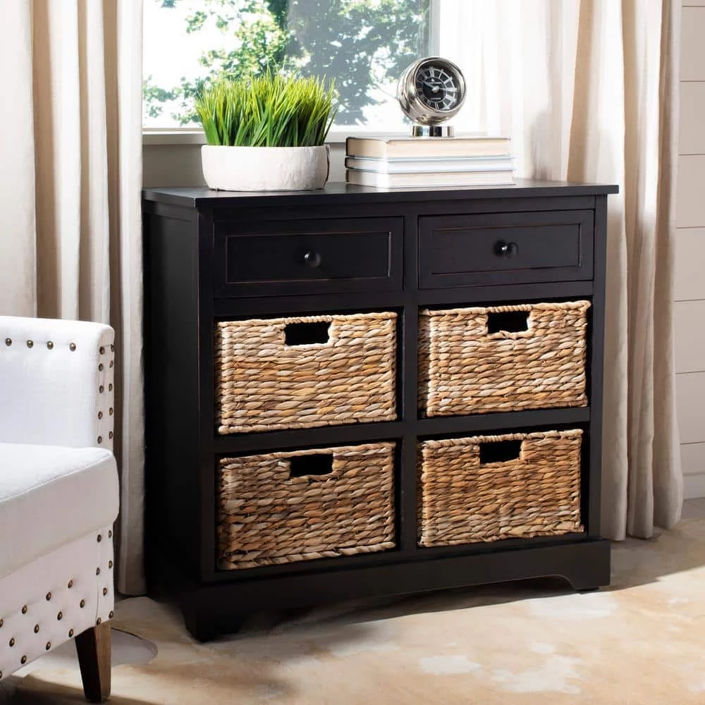 Herman 6-Drawer Black Nightstand Chest by SAFAVIEH 2 Herman 6-Drawer Black Nightstand Chest by SAFAVIEH
