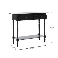 Rosemary 38 in. 2-Drawer Black Wood Console Table by SAFAVIEH -Safavieh Sales Store distressed black safavieh console tables amh5705b 40 1000