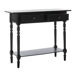 Rosemary 38 in. 2-Drawer Black Wood Console Table by SAFAVIEH -Safavieh Sales Store distressed black safavieh console tables amh5705b 4f 1000