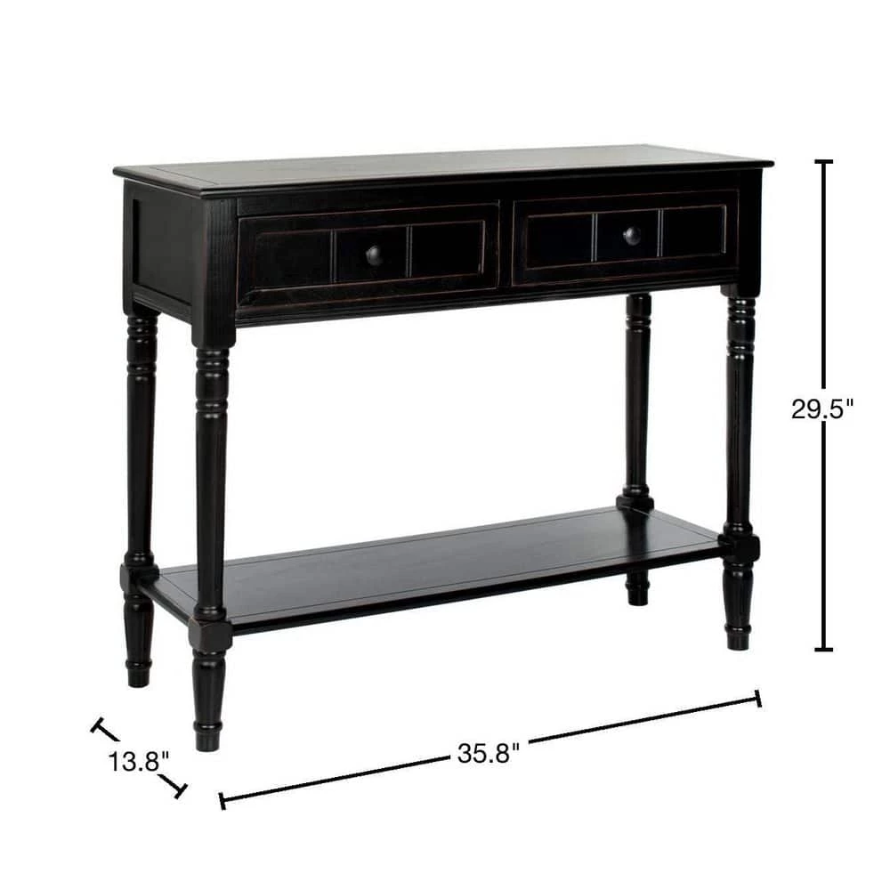 Samantha 36 in. 2-Drawer Black Wood Console Table by SAFAVIEH 4 Samantha 36 in. 2-Drawer Black Wood Console Table by SAFAVIEH - Image 2