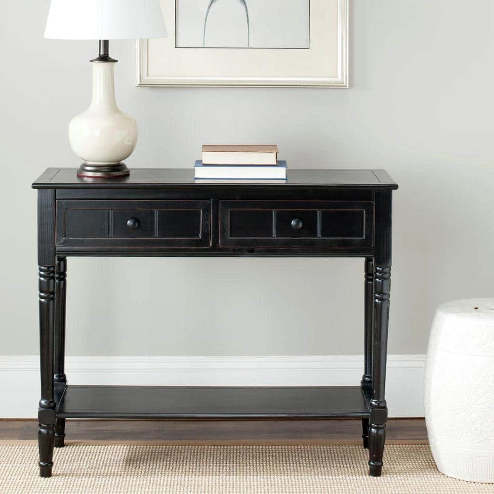 Samantha 36 in. 2-Drawer Black Wood Console Table by SAFAVIEH 8 Samantha 36 in. 2-Drawer Black Wood Console Table by SAFAVIEH - Image 6