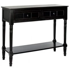 Samantha 36 in. 2-Drawer Black Wood Console Table by SAFAVIEH 11 Samantha 36 in. 2-Drawer Black Wood Console Table by SAFAVIEH -Safavieh Sales Store distressed black safavieh console tables amh5710b 4f 1000