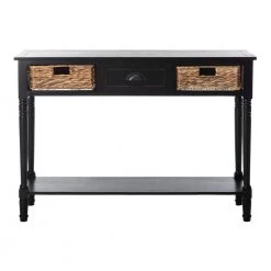 Christa 45 in. 3-Drawer Rustic Black Wood Console Table by SAFAVIEH