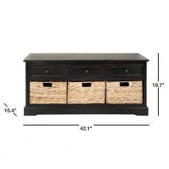 Damien 3-Drawer Black Wood Storage Entryway Bench by SAFAVIEH 9 Damien 3-Drawer Black Wood Storage Entryway Bench by SAFAVIEH -Safavieh Sales Store distressed black safavieh dining benches amh5701b 40 1000