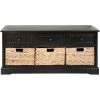 Damien 3-Drawer Black Wood Storage Entryway Bench by SAFAVIEH -Safavieh Sales Store distressed black safavieh dining benches amh5701b 64 1000