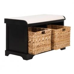 Freddy Rustic Black Storage Bench by SAFAVIEH -Safavieh Sales Store distressed black safavieh dining benches amh5736b 4f 1000
