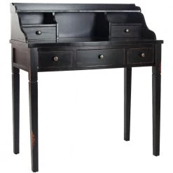 Landon 36 in. 5-Drawer Black Writing Desk by SAFAVIEH -Safavieh Sales Store distressed black safavieh secretary desks amh6516b 4f 1000