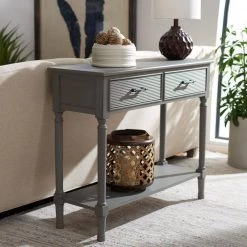 Ryder 35.5 in. Rustic Gray 2-Drawer Console Table by SAFAVIEH -Safavieh Sales Store distressed gray safavieh console tables cns5719c 31 1000