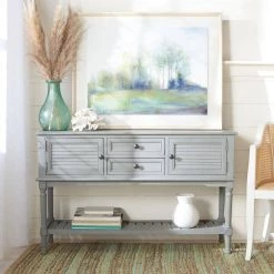 Tate 47.3 in. Rustic Gray Storage Console Table by SAFAVIEH 25 Tate 47.3 in. Rustic Gray Storage Console Table by SAFAVIEH -Safavieh Sales Store distressed gray safavieh console tables cns5722c 31 1000