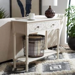 Josie 2-Drawer Rustic White Wood Console Table by SAFAVIEH -Safavieh Sales Store distressed white safavieh console tables cns5708a 31 1000