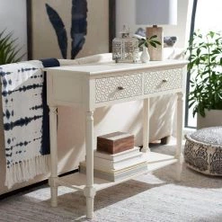 Halton 35.5 in. Rustic White 2-Drawer Console Table by SAFAVIEH 25 Halton 35.5 in. Rustic White 2-Drawer Console Table by SAFAVIEH -Safavieh Sales Store distressed white safavieh console tables cns5718a 31 1000