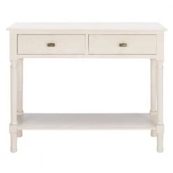Halton 35.5 in. Rustic White 2-Drawer Console Table by SAFAVIEH