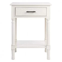 Peyton 19 in. Rustic White Rectangle Wood Storage End Table by SAFAVIEH