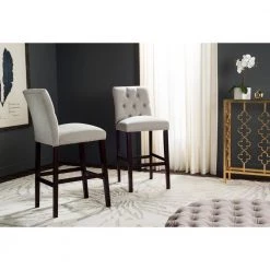 Norah 31.5 in. Light Gray/Dark Brown Bar Stool (Set of 2) by SAFAVIEH -Safavieh Sales Store espresso light gray safavieh bar stools fox6210d set2 31 1000