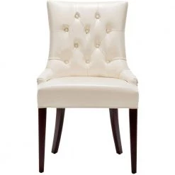 Amanda White/Cream Faux Leather Accent Chair by SAFAVIEH