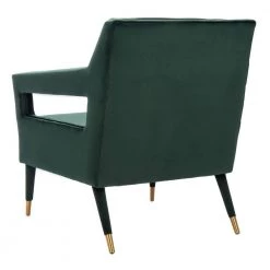 Mara Green/Gold Upholstered Accent Arm Chair by SAFAVIEH -Safavieh Sales Store forest green gold safavieh accent chairs ach4505e 1f 1000