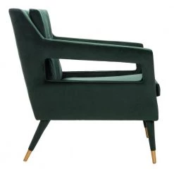 Mara Green/Gold Upholstered Accent Arm Chair by SAFAVIEH -Safavieh Sales Store forest green gold safavieh accent chairs ach4505e 4f 1000