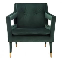 Mara Green/Gold Upholstered Accent Arm Chair by SAFAVIEH