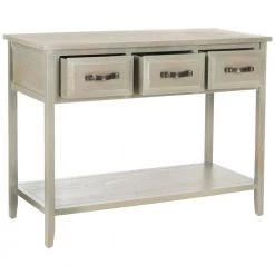 Aiden 43 in. 3-Drawer Gray Wood Console Table by SAFAVIEH -Safavieh Sales Store french gray safavieh console tables amh6502b 4f 1000