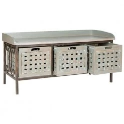 Isaac 3-Drawer Gray Entryway Bench by SAFAVIEH -Safavieh Sales Store french gray safavieh dining benches amh6530d 31 1000